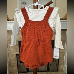 Cat & Jack Rust Cable Knit Romper